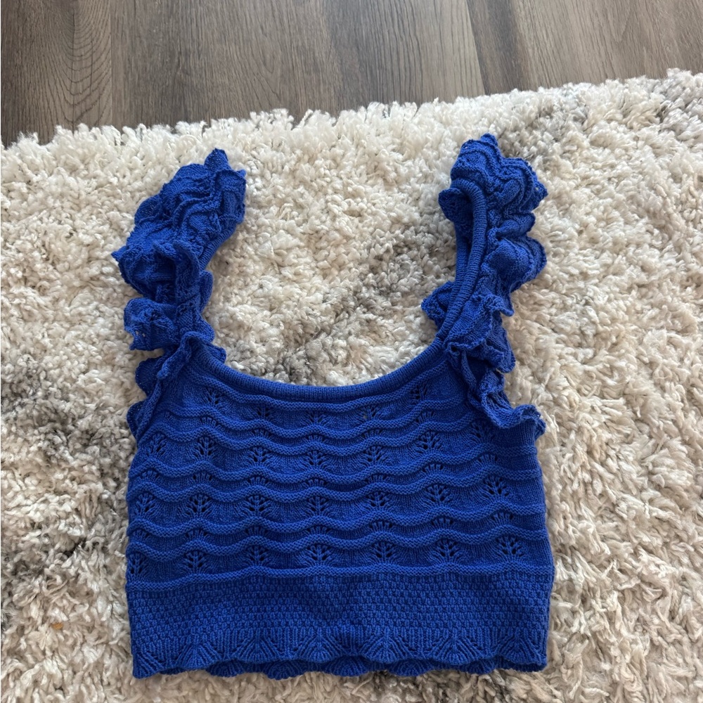H&M Blue Knit Crop Top